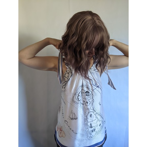 Pacific Ocean travel print. Halter top. WHBM sz M - Picture 10 of 11